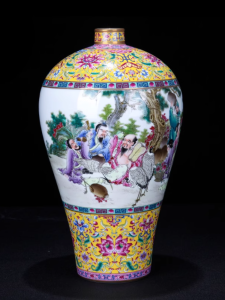 Modern and Simple Gilt Enamel Painting Eight Immortals Vase Home Decor