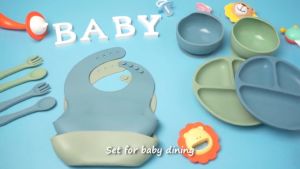 6pcs Baby Feeding Set Silicone Eating Food Plate Set with Suction Cup For Kids Baby Essentials Includes Baby Plate Bowl Bib Cup Spoon and Fork BPA Free Baby 6-Piece LED Weaning Utensils Set Supplies for Infants