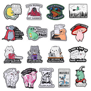 Mental Health Animal Enamel Pins Go Away Im Introverting It Is What It Is And Its Autism Brooches Lapel Badge Jewelry Gifts