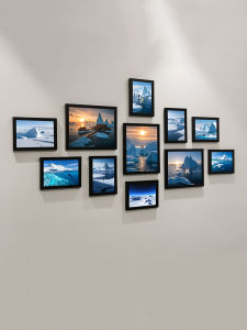 Bộ Khung Ảnh Tường Phong Cảnh Núi Mới Sáng Tạo Trung Quốc Đại Lục Hiện Đại Tối Giản Hình Chữ Nhật PS Trang Trí Tường Phòng Khách Nhà Hàng