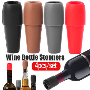 4Pcs/set Silicone Wine Stopper Beverage Bottle Sealer Reusable Reverse Wine Bottle Stopper to Keep Wine and Champagne Fresh Kitchen Tools