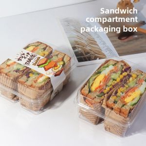 Popular Sandwich Packing Box Lunch Box Transparent Plastic Compartment Baking Sandwich Lunch Box Disposable Packaging Sandwich Box With Lid Sandwich Container - Lazada