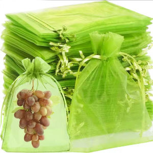 10Pcs Grapes Fruit Protection Bags Garden Breathable Mesh Bags Agricultural Orchard Pest Control Anti-Bird Drawstring Mesh Bags