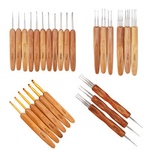 QINGPIN | Bamboo Handle Hook Crochet Needle Handmade Knitting Tool
