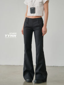 Black Low-Waist Flared Casual Pants Womens Autumn 2025 New Loose Slimming Versatile Drapey Floor-Length Suit Pants