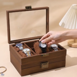 Premium Luxury Watch Storage Organizer Box 6-Slot & 8-Slot Lockable Watch Display Case with Lock and Key