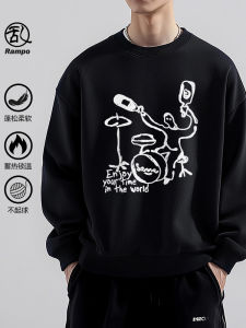 Heavyweight round Neck Sweatshirt Mens Loose Fit Printed Casual Outerwear Autumn New Style Trendy Brand Individual Personality