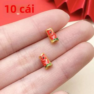 10 Chiếc Cá Nhỏ Charm Hợp Kim Men Mặt Dây Đôi Họa Tiết Hoa Tulip Hoa Hồng Nhiều Màu Sắc Tự Làm Phụ Kiện Cho Vòng Cổ Vòng Tay Bông Tai Móc Khóa