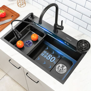 Nano Pool 304 Stainless Steel Sink Household Kitchen Sink Basin in Basin Cup Washer Basin Vegetable Basin Large Single Tank