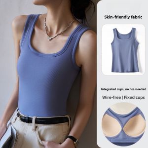 miiow | Womens Base Layer Tank Top With Chest Pad Spring Autumn Strap Design Outerwear Wide Shoulder Beautiful Back Covering Side Breast