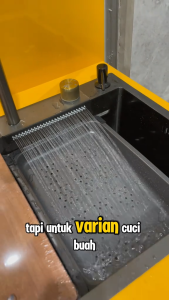 Wastafel Cuci Piring 1 Lubang Kitchen Sink 1 Lubang Stainless Steel Air terjun 7545 Anti Karat