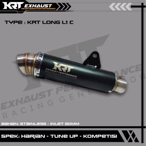 Knalpot Racing Silincer KRT LONG L1C Original Balap Kompetisi Ninja 250 Vixion R15 Gsx Cbr New Old Facelit k45 Lokal 250rr Satria Sonic Supra Kharisma Jupiter Vega Blade Revo Shogun Nmax Aerox Pcx Vario Beat Mio Xeon Fino Spacy
