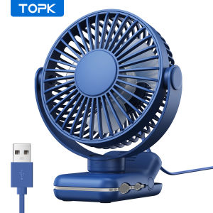 TOPK | TOPK K62B Small Portable Clip Fan USB Desk Fan with 3 Speeds Strong Airflow 720° Rotation Ultra-Quiet Desk Fans for Home/Offi