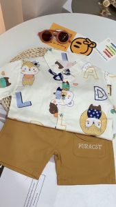 Cotton childrens wear boys short sleeve suits Cartoon pattern kid clothes boy sets