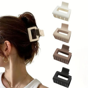 4Pcs/set Hair Claw Clips 4cm Solid Color Matte Hollow Out Hair Claw Clips Nonslip Strong Hold Hair Accessory For Women