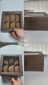 ISSI DIARY Wood Grain Watch Box 3/6/10/12 Slots with Glass Lid Watch Display Case Gift for Men