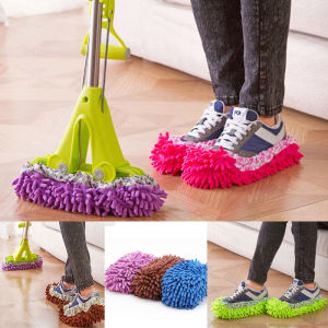 Ultra-Fine-Fiber Home Cleaning Slip-Ins Double-Pack Floor Scrubber Slippers Easy-To-Wear Off-The-Shelf Mop Shoes for Housework
