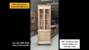 Tủ Bày Đồ Kê Đồ Gỗ Gụ Cao 220 Ngang 75 Sâu Hồi 42.Mẫu Đục Cánh Thông MaiKệ Kê Đồ