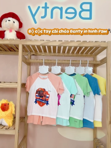 Cộc tay cài chéo in hình Paw Patral BENTY chất mềm mịn đồ ngắn tay bé trai bé gái dễ thương