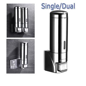 SMT 300ml Soap Dispensers No-Drill Shampoo Shower Dispenser Wall Mount stainless steel Hand soap Dispenser for Bathroom Kitchen shampoo dispensers bathroom accessories