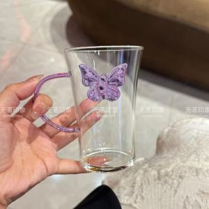 Butterfly Glass Tea Cup High Borosilicate Small  Style Bud Shape Green Tea Drinking Cup Home Use Water Glass Cup