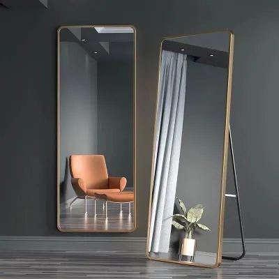 Trendy Minimalist Full Length Floor Mirror with Rounded Corners for Home