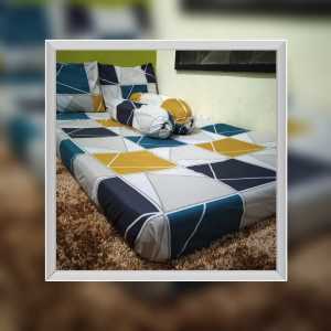 Sprei Katun Motif Kotak Abstrak Minimalis Single Size 90x200 120x200