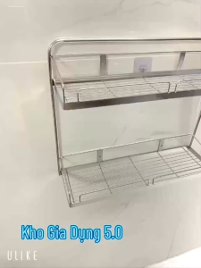 [ BẢO ĐẢM CHẤT LƯỢNG ] kệ gia vị la 2 tầng kệ nhà tắm 2 tầng treo tường 100% inox