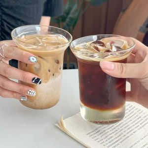 Simple Expansive Glass Cup for Water Coffee Bubble Fruit Tea Restaurant Creative Korean Style Single Piece Coffee Utensils