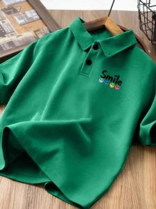 Trendy Cotton Polo Shirt for Boys Summer Short Sleeve Turn-down Collar Top Fashionable Half Sleeve Baby Clothing Kids T-shirt