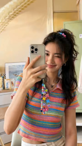 Ins Homemade Dopamine Color Candy Butterfly Flower Beaded Mobile Phone Chain Lanyard ccd Chain Pendant Accessories