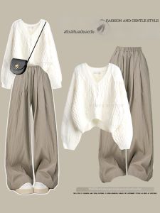 NUMEN BUTTON | Age-Defying Aesthetic Knitted Sweater Stylish Loose Pants