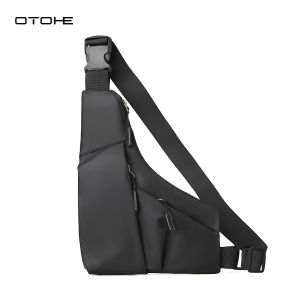 OTOHE กระเป๋ากระเป๋าผู้ชายคาดอกแบบบางเฉียบกระเป๋าสะพายข้างพอดีตัวกันน้ำกันขโมยกระเป๋าไหล่เดี่ยวความจุขนาดใหญ่น้ำหนักเบาสำหรับกีฬาการเดินทางกลางแจ้งโรงเรียนสำนักงาน