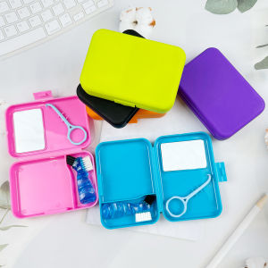 ชุดทำความสะอาดฟันจัดฟันพร้อมกระจก แปรงทำความสะอาดฟันปลอม และอุปกรณ์ถอดเครื่องมือจัดฟัน ชุดดูแลสุขภาพช่องปากสำหรับเดินทาง ที่เก็บอุปกรณ์จัดฟันและยางกัด