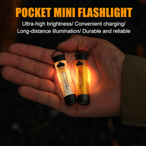 Pocket Mini Flashlight Emergency Flashlight Strong Light Long Outdoor Key Clip Cap Magnetic Hook Rechargeable LED Light