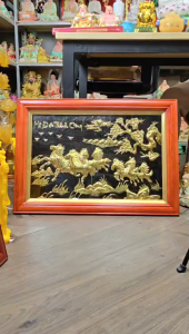 Tranh đồng Mã Đáo Thành Công khung gỗ ngang 70 cm x Cao 50cm