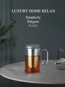 Ly lọc trà thủy tinh cao cấp Samadoyo Premium LV03 500ml (Gold /Silver) - Quà tặng Cốc trà thủy tinh chịu nhiệt Samahome Shop