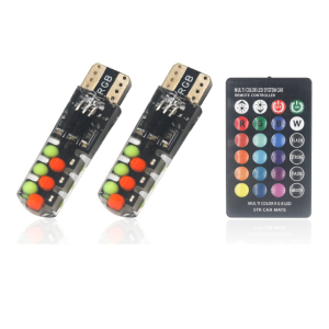 KEVANLY | 2pcs T10 W5W Led 194 168 Car Dome Reading Light COB RGB Automobiles Wedge Lamp 12V With Remote Controller