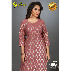 Sonali Womens Pearch Soft Cool Material Gold Print Kurti Top + Pant Set / Traditional Indian Ladies Suit / Baju - Q1701/Q1702/Q1703