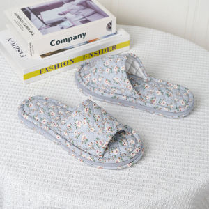 New fabric slippers with three-layer thick bottom for home use silent slippers breathable and machine washable slippers