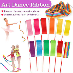 Baete Colorful Dance Ribbon Art Gymnastic Gym Ribbons Ballet Streamer Twirling Rod Stick For Training