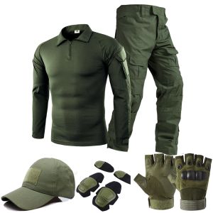 Green Tactical Suits Outdoor Men Camouflage Uniform Set Military Combat Shirt Cargo Pants Airsoft Hunting Clothes Gear MultiCam