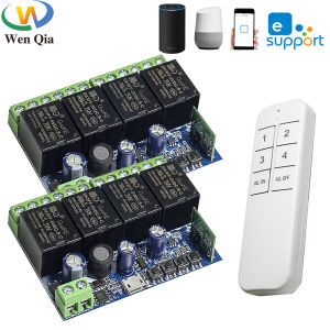 WenQia EWelink Công Tắc WiFi 4 Rơ Le Kênh DC 7V 12V 24V 48V Công Tắc Điều Khiển Từ Xa Không Dây Mô Đun Thời Gian Hoạt Động Với Alexa