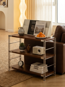 AMU·PIGGY | Retro Style Wooden Multi-layer Storage Side Table