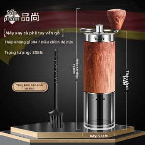 Máy Xay Cà Phê Bằng Tay Kiểu Hàn Quốc 304 Thép Không Gỉ Đa Năng Chất Liệu Gỗ