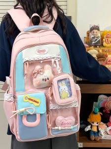 High Capacity School Backpack for Girls Primary And High School Students Cute College Style Double Shoulder Bag with Computer Compartment