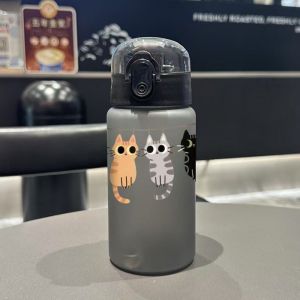 3D Printed 550ML Cute Cat Print Water Bottle Straw Cup Plastic Cup For Kids Outdoor School Travel Drinking Water Bottle