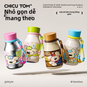 CHICU TOM | Cốc Hút Dây Cách Nhiệt Di Động Gọn Nhỏ Dễ Thương