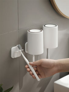 Toothbrush Cup Storage Rack Punch-Free Wall-Mounted Toilet Simple and Light Luxury Kids Toothbrush Holder Tooth Glass Suit