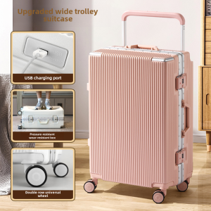 High-Quality Fashion Trendy Wide Rod Luggage Suitcase with Password Lock for Men and Women Universal Wheel Polyester Lining